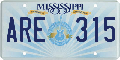 MS license plate ARE315