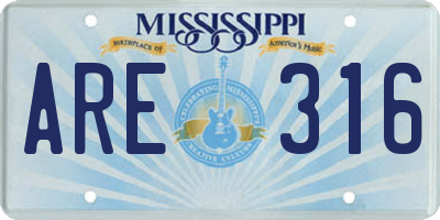 MS license plate ARE316