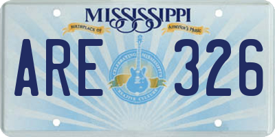 MS license plate ARE326