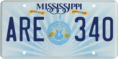 MS license plate ARE340