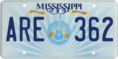 MS license plate ARE362