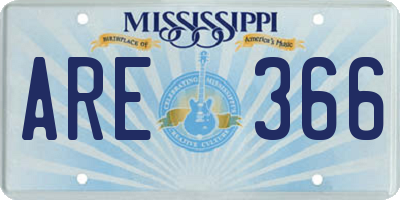 MS license plate ARE366