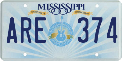 MS license plate ARE374