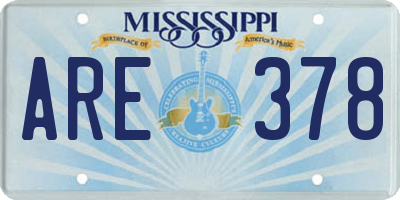 MS license plate ARE378