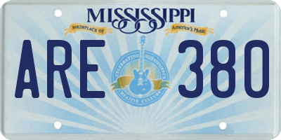MS license plate ARE380