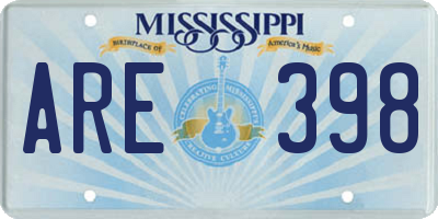 MS license plate ARE398