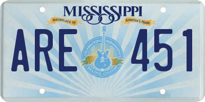 MS license plate ARE451