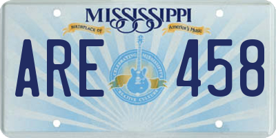 MS license plate ARE458