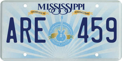 MS license plate ARE459