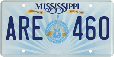 MS license plate ARE460