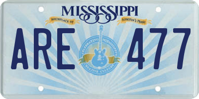 MS license plate ARE477