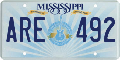 MS license plate ARE492