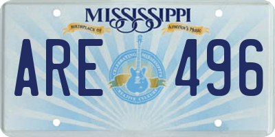 MS license plate ARE496