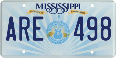 MS license plate ARE498