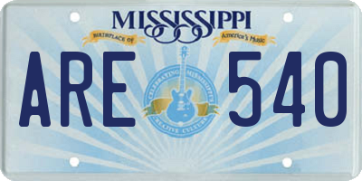 MS license plate ARE540