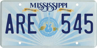 MS license plate ARE545