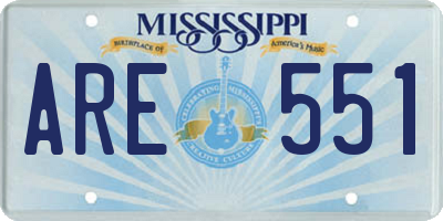 MS license plate ARE551