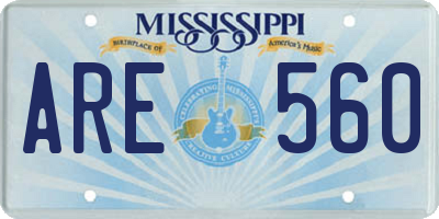 MS license plate ARE560