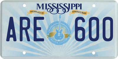 MS license plate ARE600