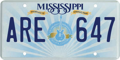 MS license plate ARE647