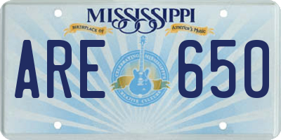 MS license plate ARE650