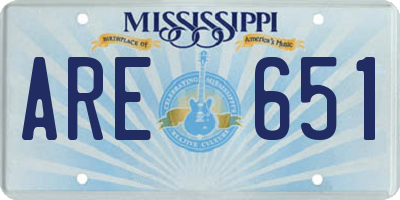 MS license plate ARE651