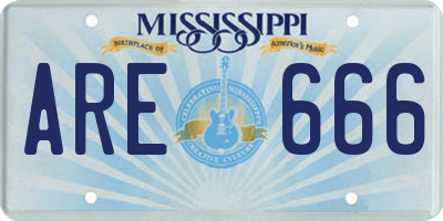 MS license plate ARE666