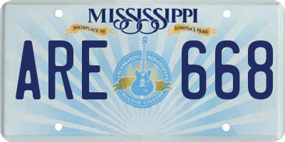MS license plate ARE668