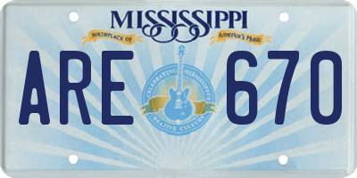 MS license plate ARE670