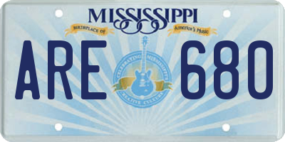 MS license plate ARE680