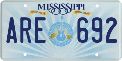 MS license plate ARE692