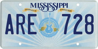 MS license plate ARE728