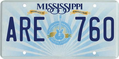 MS license plate ARE760