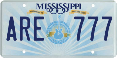 MS license plate ARE777