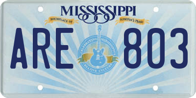 MS license plate ARE803