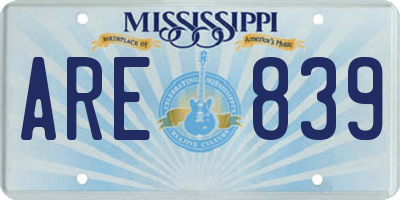 MS license plate ARE839