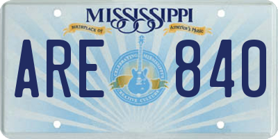 MS license plate ARE840