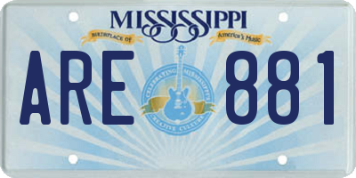 MS license plate ARE881