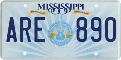 MS license plate ARE890