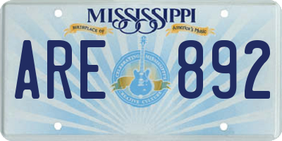 MS license plate ARE892