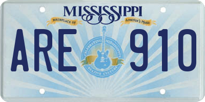MS license plate ARE910
