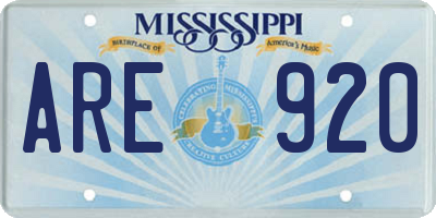 MS license plate ARE920