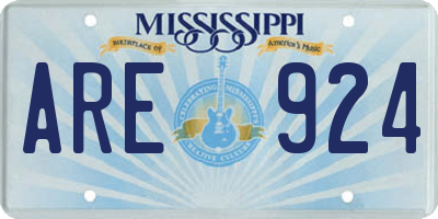 MS license plate ARE924