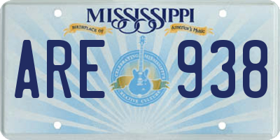 MS license plate ARE938