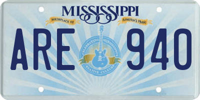 MS license plate ARE940
