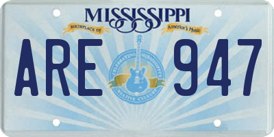 MS license plate ARE947