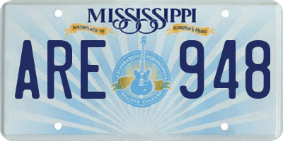 MS license plate ARE948