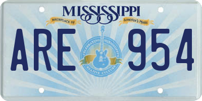 MS license plate ARE954
