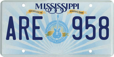MS license plate ARE958