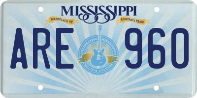 MS license plate ARE960